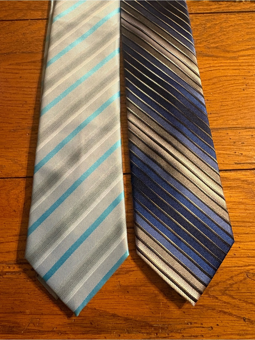 Van Heusen Men’s Ties Set of 2 Blue Gray Striped Silk Neckties